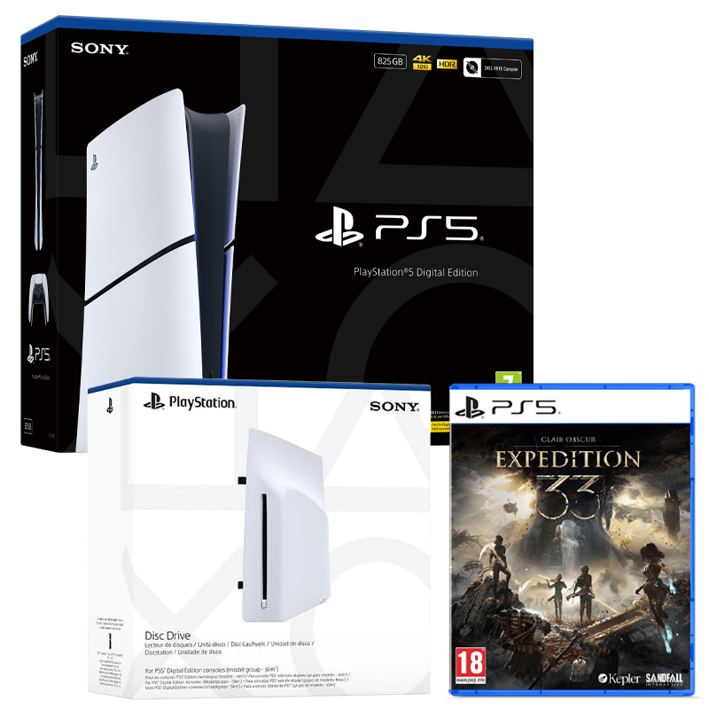 PlayStation 5 Console Digital Edition with Disc Drive and Clair Obscur: Expedition 33